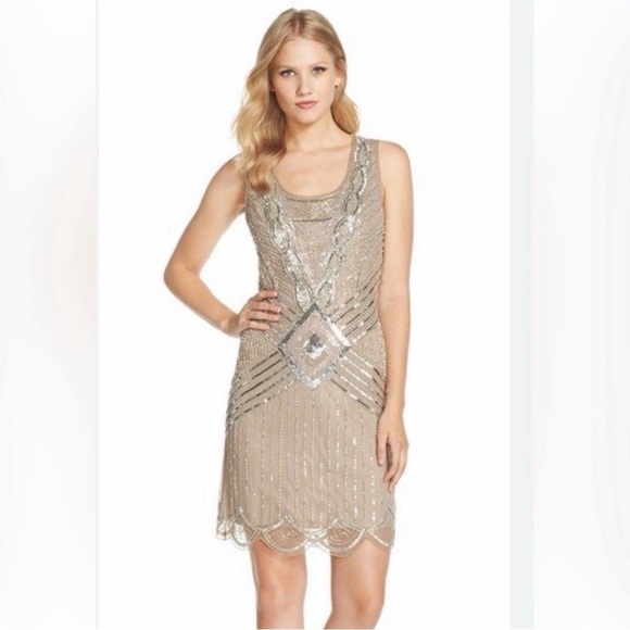 Adrianna Papell Gold Sequin Midi dress size 8 - Picture 1 of 14